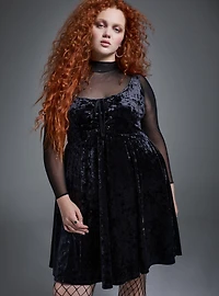 Nightfall Crushed Velvet Lace-Up Mini Dress