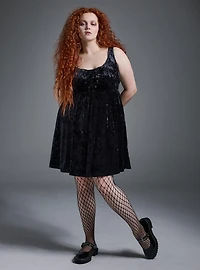 Nightfall Crushed Velvet Lace-Up Mini Dress