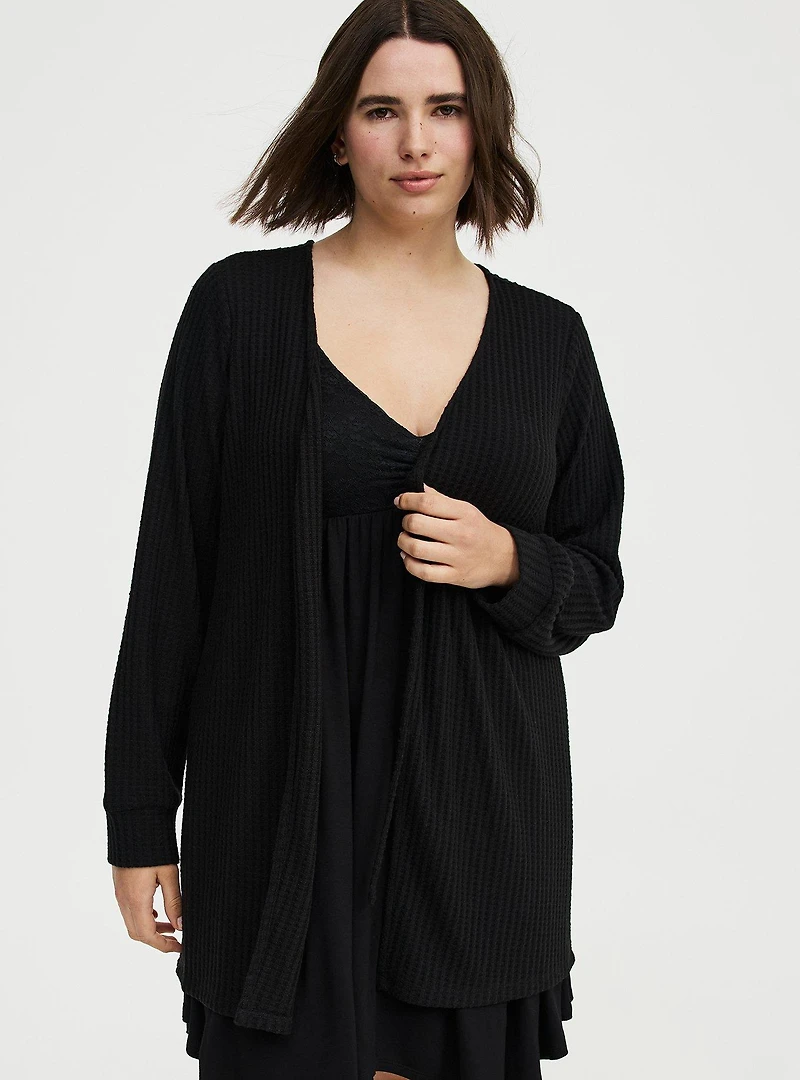 Super Soft Plush Waffle Lounge Cardigan