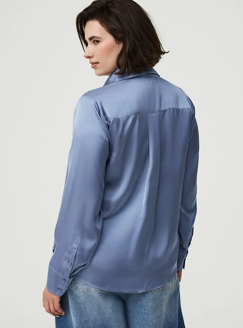 Satin Relaxed Button-Up Shirt