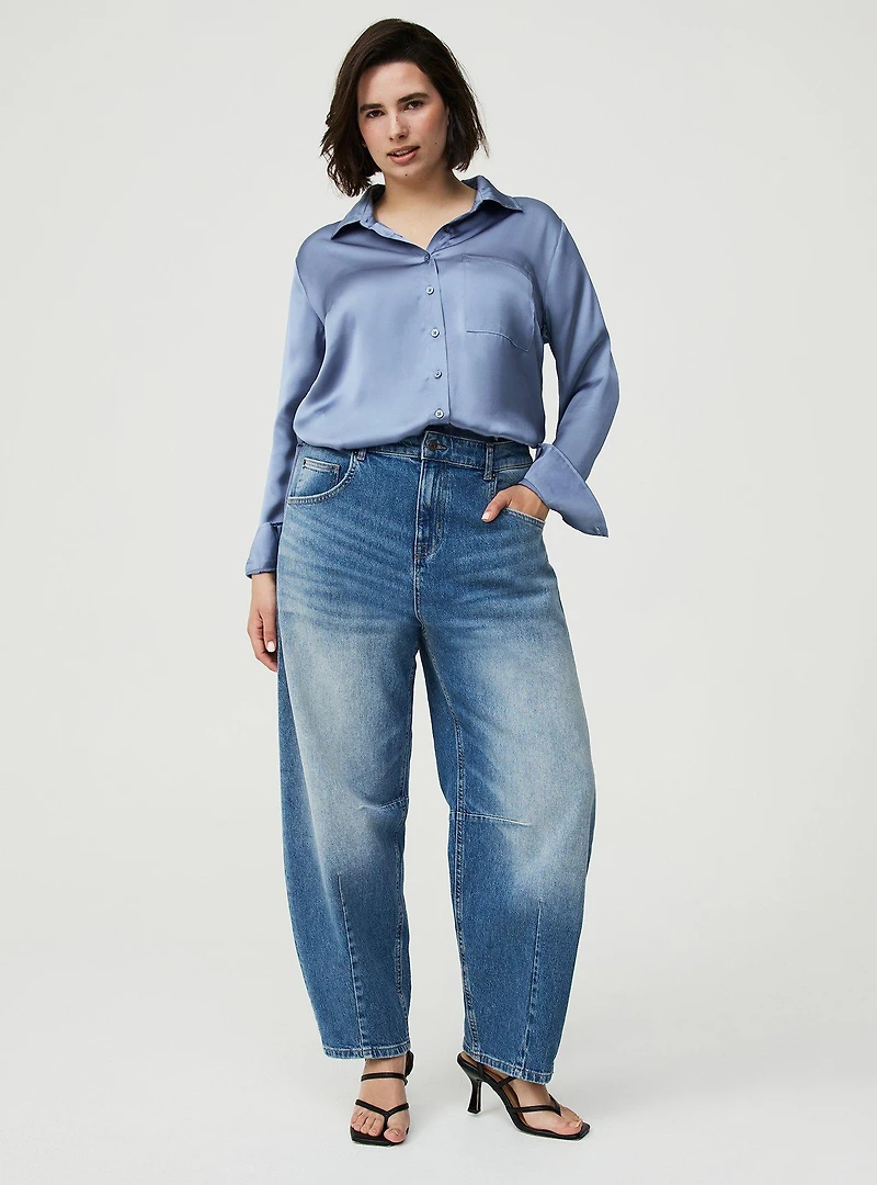 Satin Relaxed Button-Up Shirt