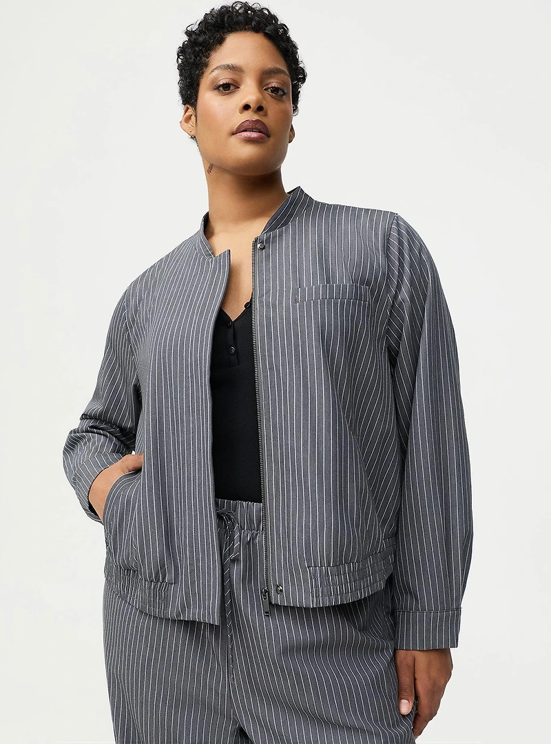 Pinstripe Bomber Jacket