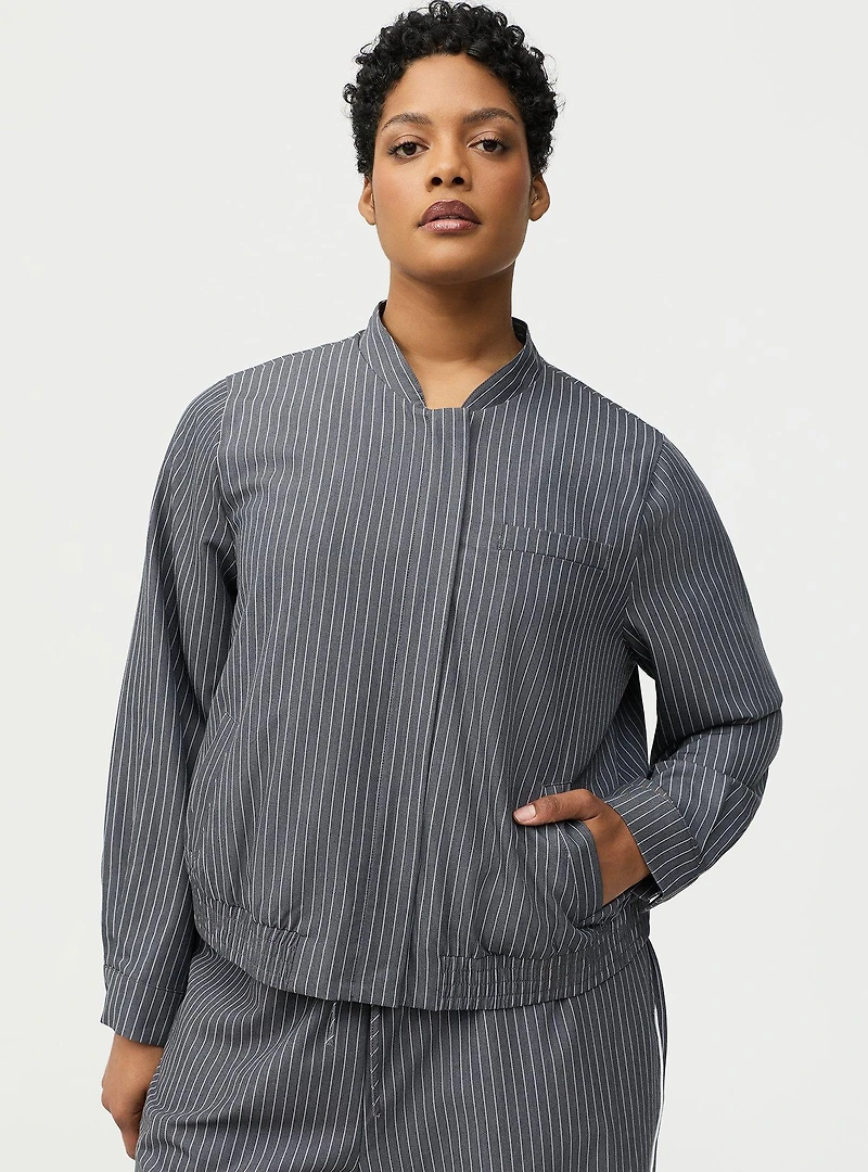 Pinstripe Bomber Jacket