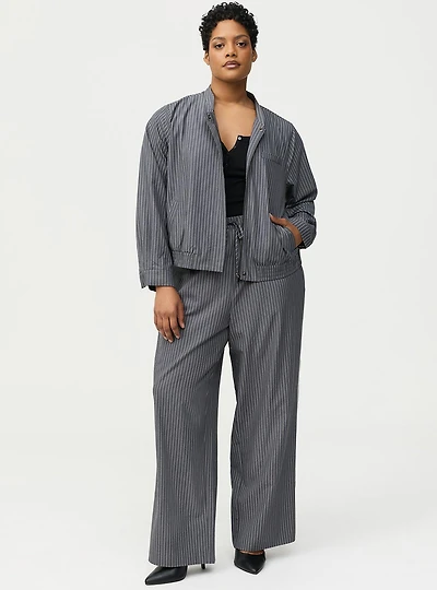 Pinstripe Bomber Jacket