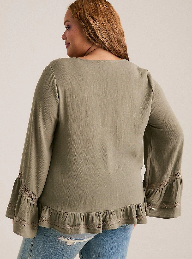 Festi Hi-Low Ruffle Tie Front Blouse