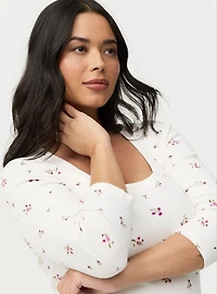 Cotton Modal Quarter Sleeve Scoop Neck Fitted Top