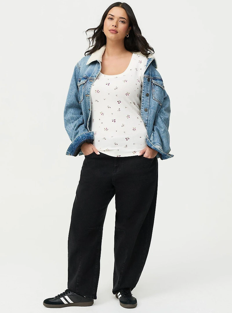 Cotton Modal Quarter Sleeve Scoop Neck Fitted Top