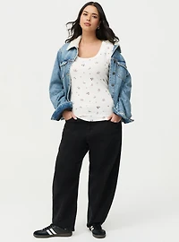 Cotton Modal Quarter Sleeve Scoop Neck Fitted Top