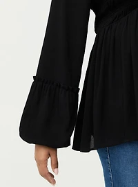 Gauze Henley Smocked Top