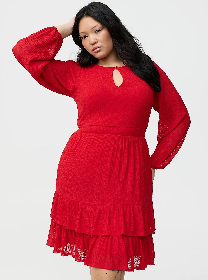 Tiered Keyhole Mini Dress