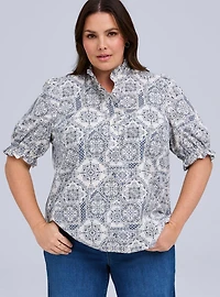 Belle Isle Ruffle Neck Puff Sleeve Top