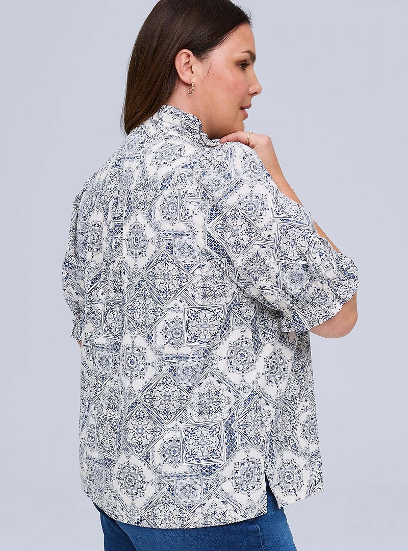 Belle Isle Ruffle Neck Puff Sleeve Top