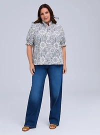 Belle Isle Ruffle Neck Puff Sleeve Top