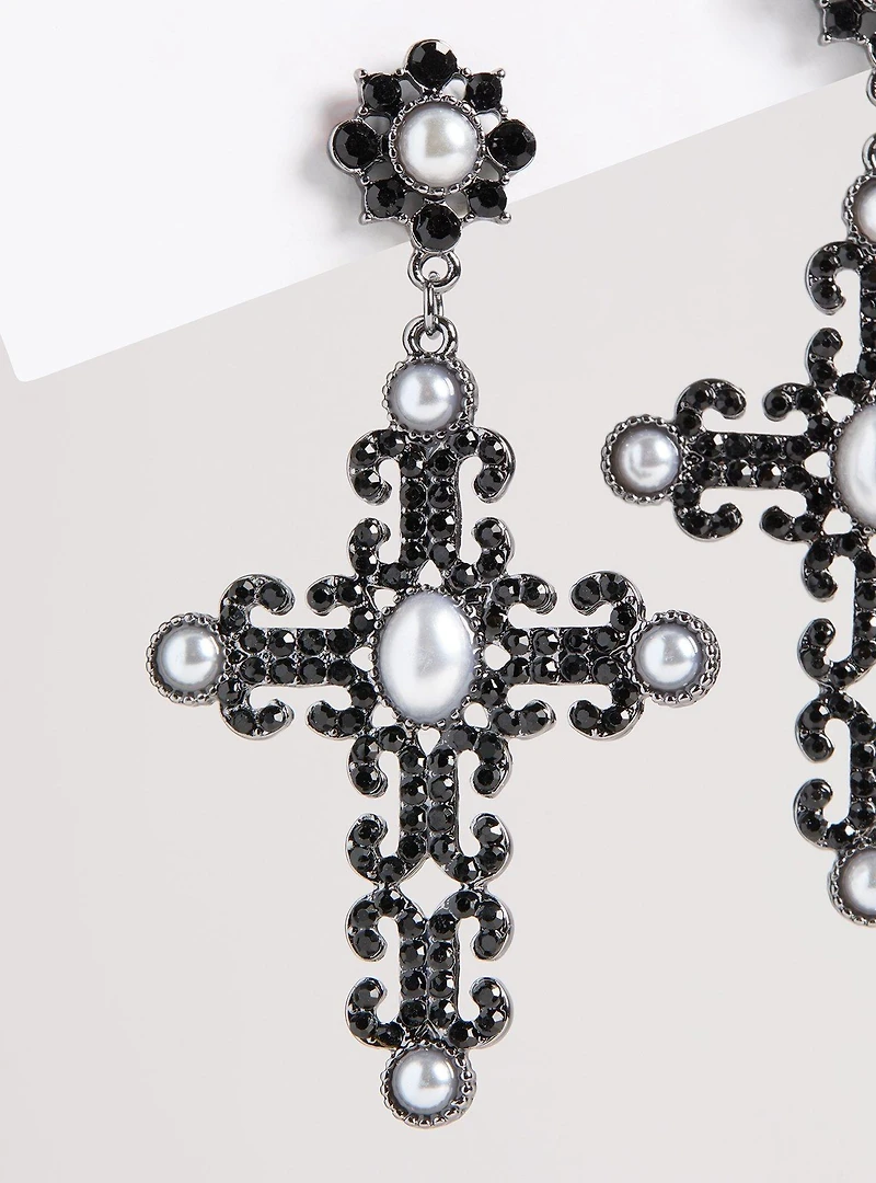 Rhinestone Cross Earrings