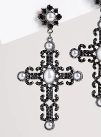 Rhinestone Cross Earrings