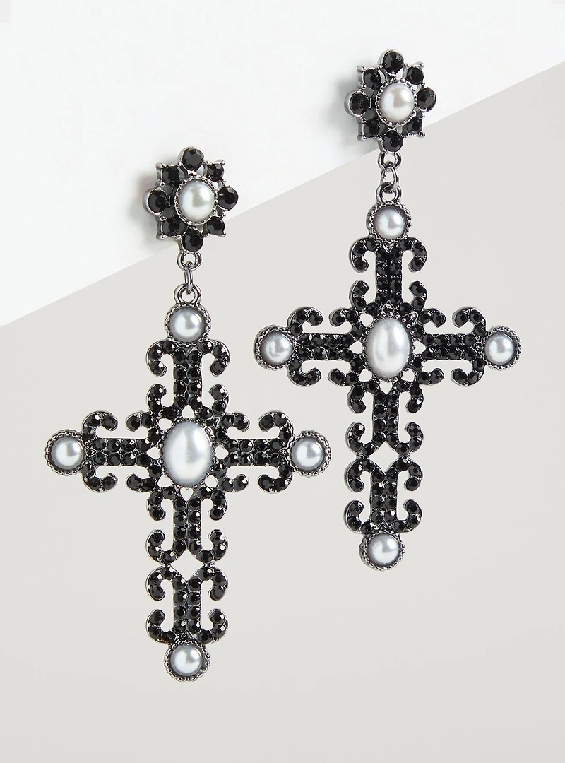 Rhinestone Cross Earrings
