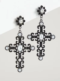 Rhinestone Cross Earrings