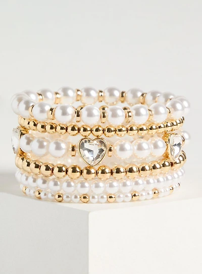 Pearl Rhinestone Bow Cuff Bracelet