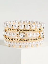 Pearl Rhinestone Bow Cuff Bracelet