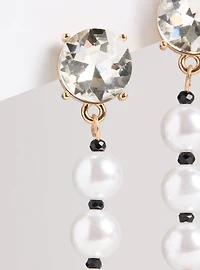 Rhinestone Pearl Bow Earrings