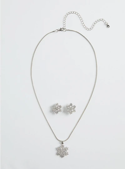 Snowflake Necklace & Stud Earring Set