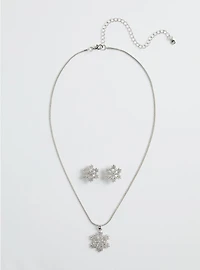 Snowflake Necklace & Stud Earring Set