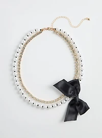 Pearl Bow Layered Necklace