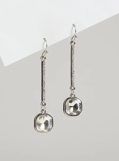 Pave Linear Drop Earrings