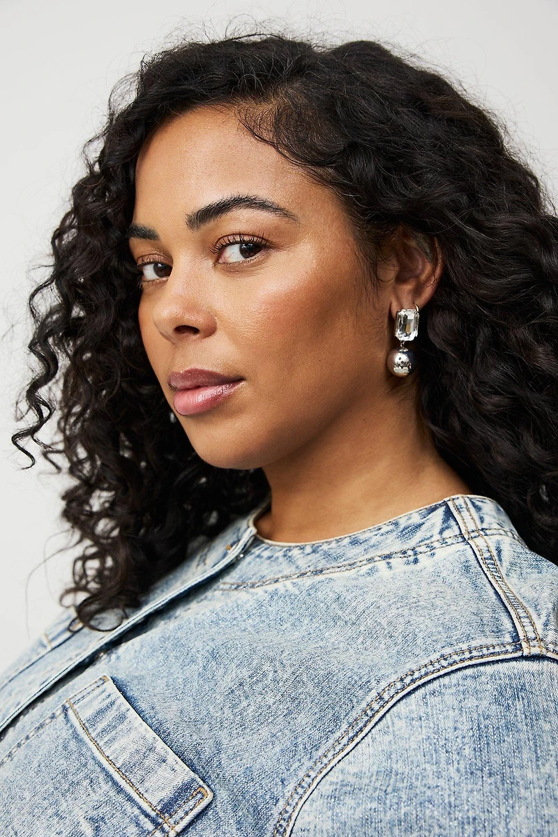 Rhinestone Ball Drop Earring