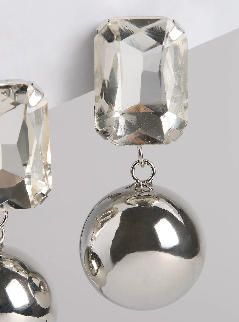 Rhinestone Ball Drop Earring