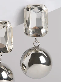 Rhinestone Ball Drop Earring