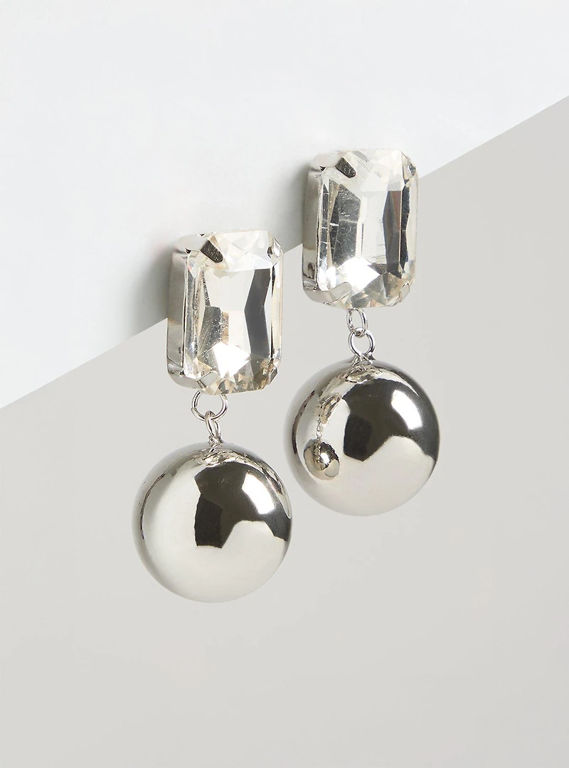 Rhinestone Ball Drop Earring