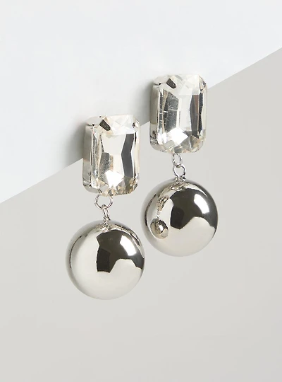 Rhinestone Ball Drop Earring