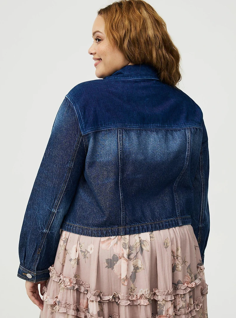 Festi Corduroy Trim Denim Jacket