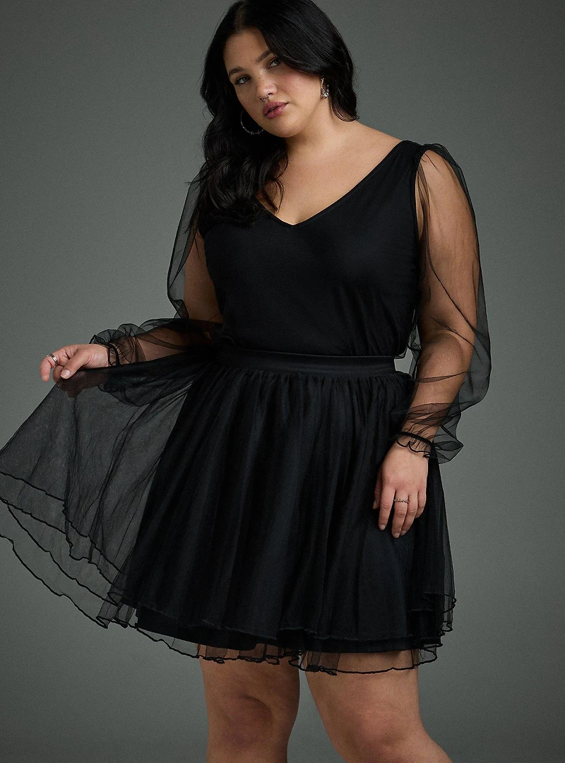 Nightfall Double Layer Mesh Mini Skirt