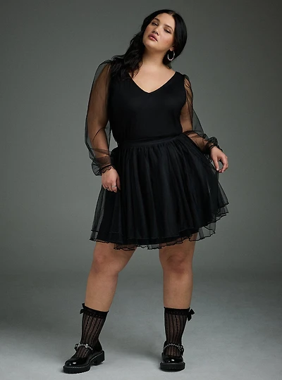 Nightfall Double Layer Mesh Mini Skirt