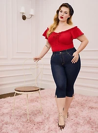 Retro Chic Off-Shoulder Flutter Sleeve Top