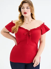 Retro Chic Off-Shoulder Flutter Sleeve Top