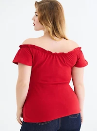 Retro Chic Off-Shoulder Flutter Sleeve Top