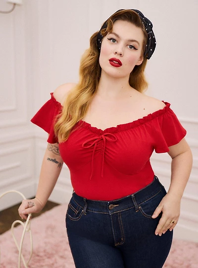 Retro Chic Off-Shoulder Flutter Sleeve Top