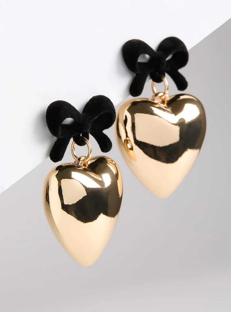 Bow Heart Statement Earrings