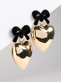 Bow Heart Statement Earrings
