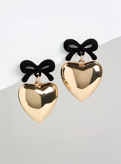 Bow Heart Statement Earrings