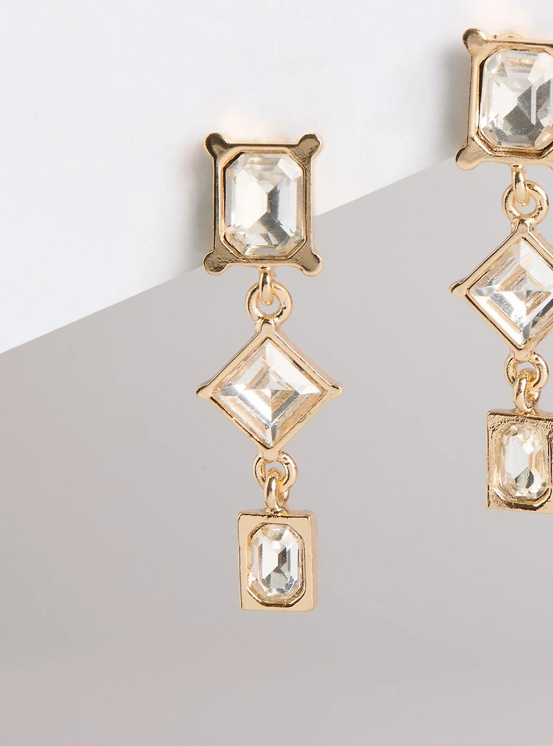 Geometric Rhinestone Drop Earring