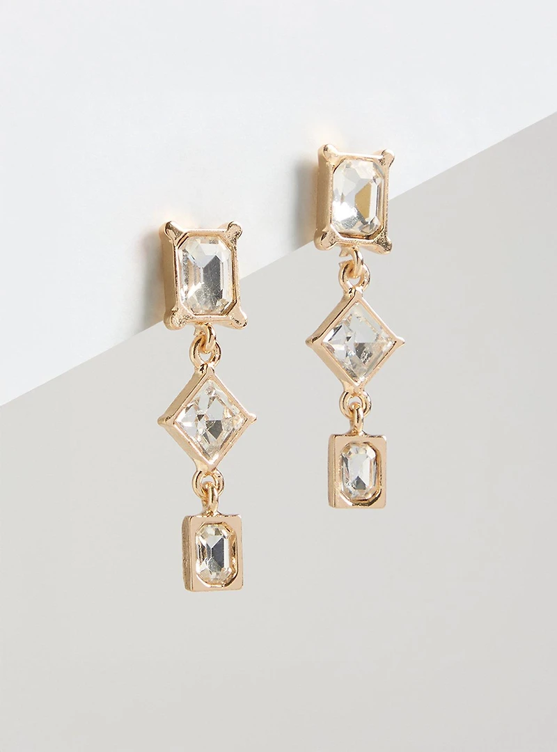 Geometric Rhinestone Drop Earring