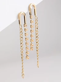 Curved Rhinestone Chain Earrings
