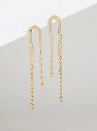 Curved Rhinestone Chain Earrings
