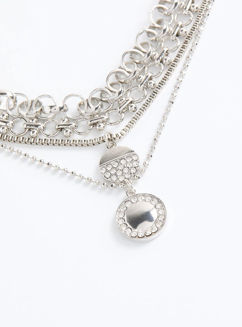 Pave Charm Layered Necklace