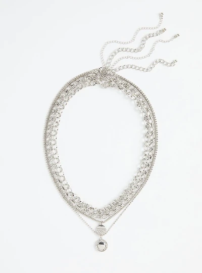 Pave Charm Layered Necklace