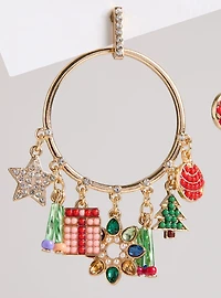 Holiday Charm Hoop Earrings